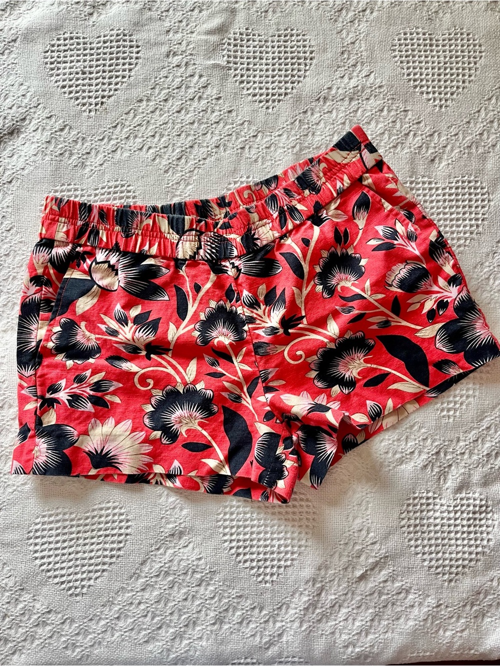 J. Crew Red Floral Elastic-Waist Women’s Athletic Shorts